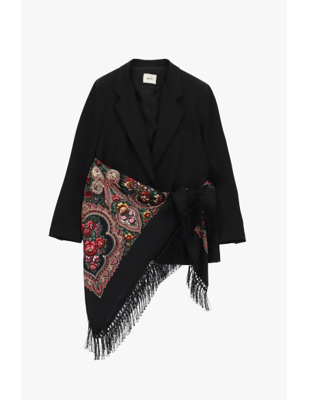 Blazer met bedrukte sjaal en franjes aan de zijkanten Dixie