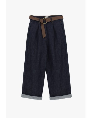 Wijde jeans met riem en omslag Dixie