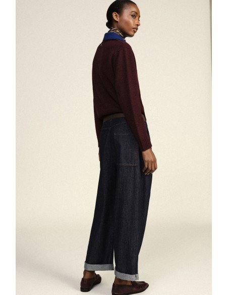 Wijde jeans met riem en omslag Dixie