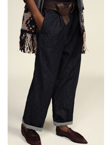 Wijde jeans met riem en omslag Dixie