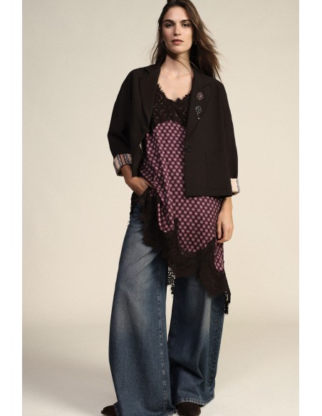 Midi-jurk met geometrische print en kanten rand Dixie