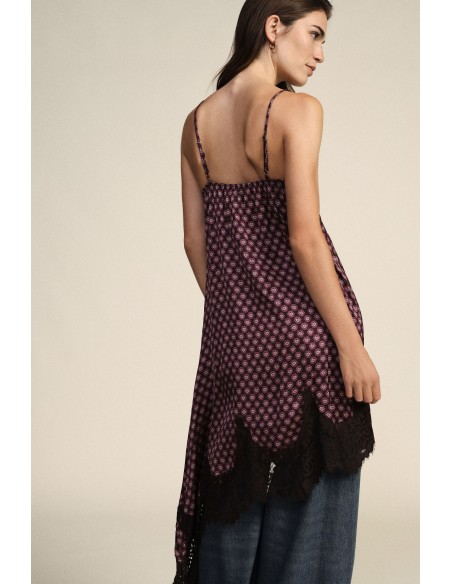 Midi-jurk met geometrische print en kanten rand Dixie