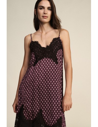 Midi-jurk met geometrische print en kanten rand Dixie