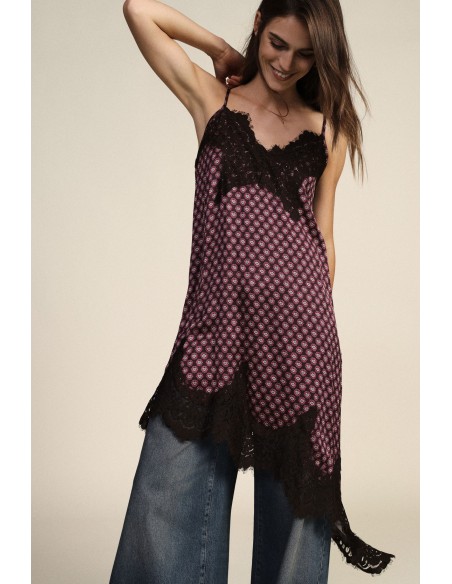 Midi-jurk met geometrische print en kanten rand Dixie