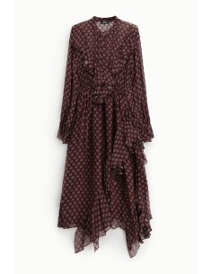 Midi-jurk met fantasieprint, knopen en ruches van Dixie 2