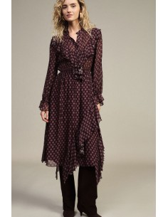 Midi-jurk met fantasieprint, knopen en ruches van Dixie