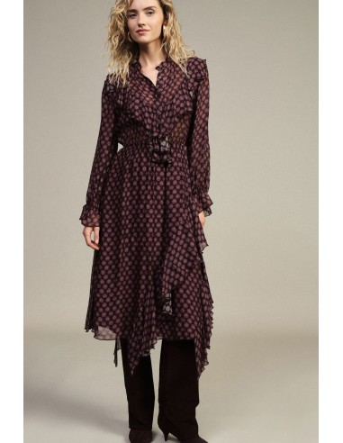 Midi-jurk met fantasieprint, knopen en ruches van Dixie