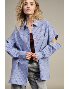 Lange gestreepte blouse met cut-outmouwen Dixie