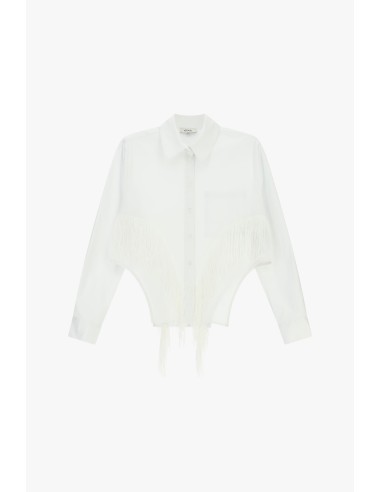 Cropped overhemd met franjes en borstzakje Dixie