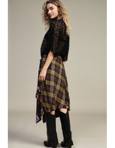 Asymmetrische midi-wikkelrok met gemengde print van Dixie