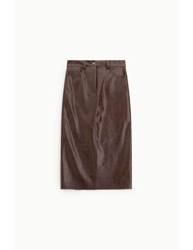 Dixie Midi-rok met hoge taille en krokodillenprint