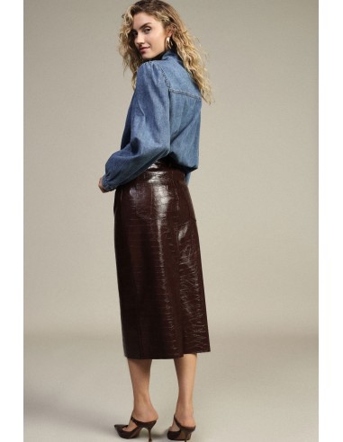Dixie Midi-rok met hoge taille en krokodillenprint