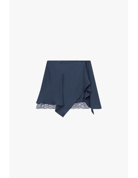 Asymmetrische korte rok met kanten zoom Dixie
