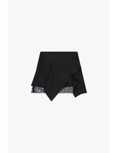 Asymmetrische korte rok met kanten zoom Dixie