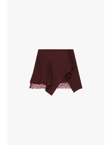 Asymmetrische korte rok met kanten zoom Dixie