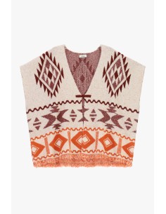 Poncho met geometrische motieven en franjes Dixie
