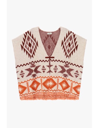 Poncho met geometrische motieven en franjes Dixie