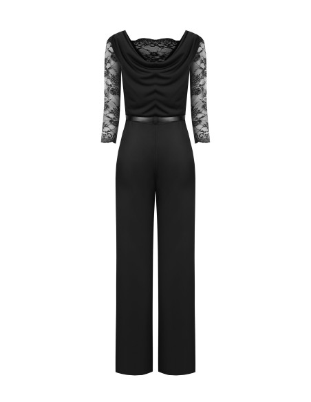 Pantalonpak met wijde pijpen van jersey met kanten inzetstukken en bijpassende riem van imitatieleer van Rinascimento