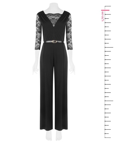 Pantalonpak met wijde pijpen van jersey met kanten inzetstukken en bijpassende riem van imitatieleer van Rinascimento