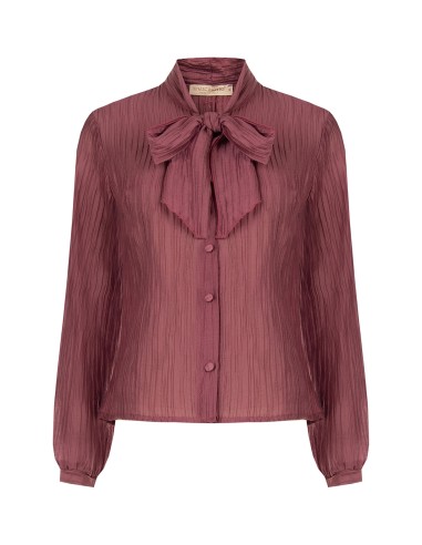 Geplisseerde blouse van een lyocellmix met strik van Rinascimento