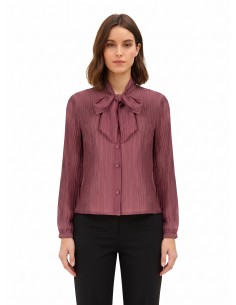 Geplisseerde blouse van een lyocellmix met strik van Rinascimento