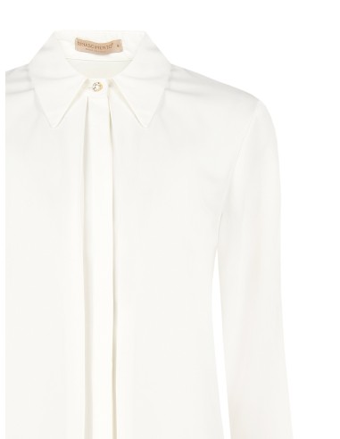 Blouse van mat satijn met geplooid middenpand en verborgen knopen Rinascimento