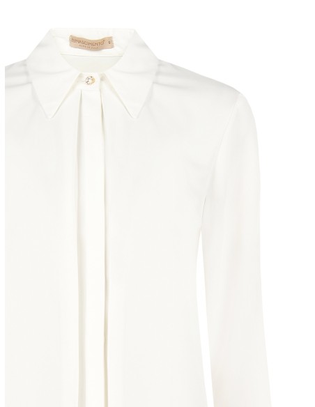 Blouse van mat satijn met geplooid middenpand en verborgen knopen Rinascimento