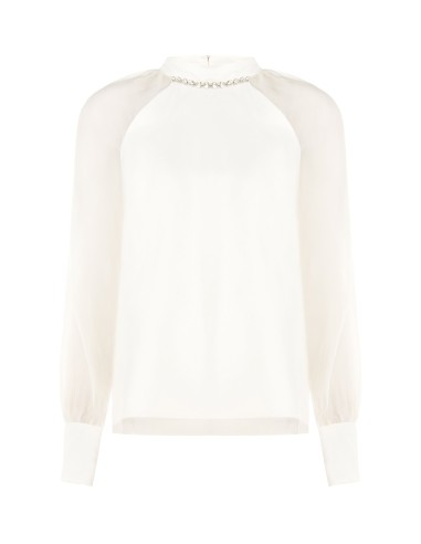 Ruime chiffonblouse met kristallen rond de halslijn van Rinascimento