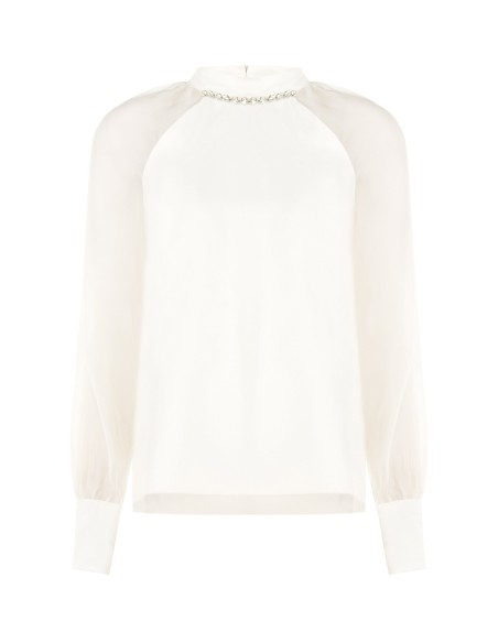 Ruime chiffonblouse met kristallen rond de halslijn van Rinascimento