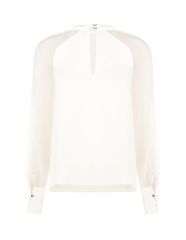 Ruime chiffonblouse met kristallen rond de halslijn van Rinascimento