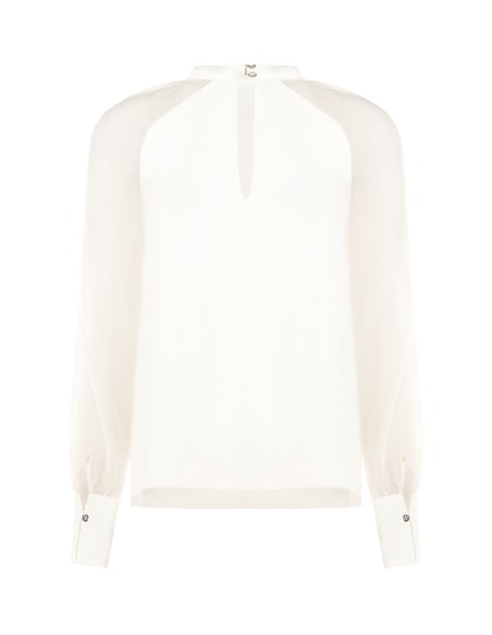 Ruime chiffonblouse met kristallen rond de halslijn van Rinascimento