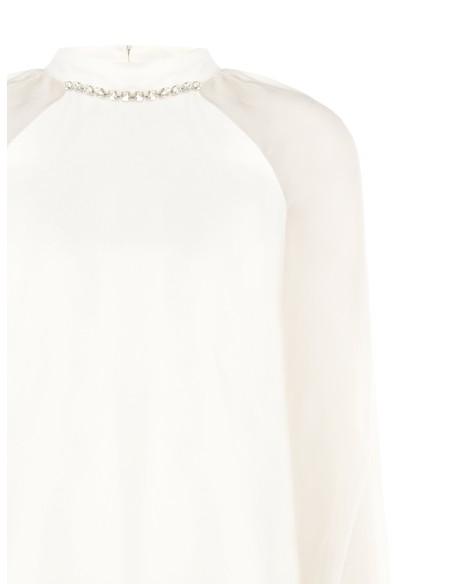 Ruime chiffonblouse met kristallen rond de halslijn van Rinascimento