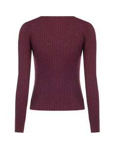 Nauwsluitende trui met brede ribbels en lurex van Rinascimento 2