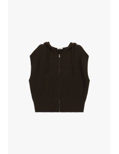 Dixie vest met capuchon en ritssluiting, geribde afwerking 2