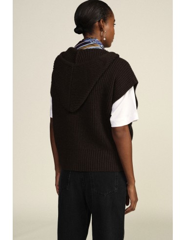 Dixie vest met capuchon en ritssluiting, geribde afwerking