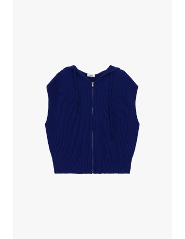 Dixie vest met capuchon en ritssluiting, geribde afwerking