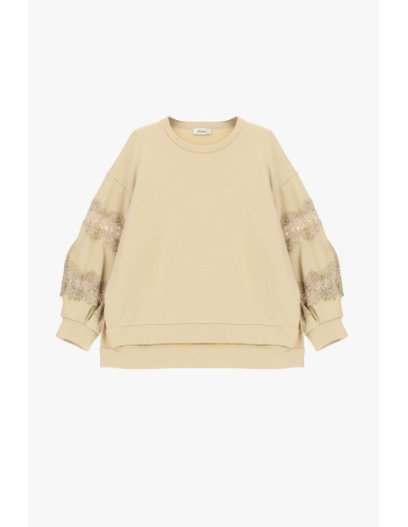 Ruime sweater met kanten inzetstukken op de mouwen Dixie