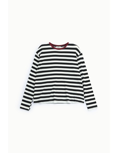 Dixie T-shirt met ronde hals, lange mouwen en strepen