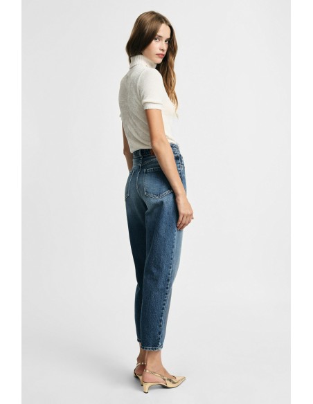 Straight-leg-jeans met gewassen effect en hoge taille, alstublieft