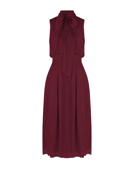 Midi-jurk van gelamineerd satijn met strik en elastische taille van Rinascimento
