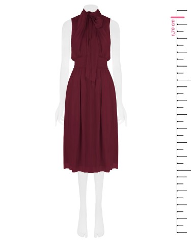 Midi-jurk van gelamineerd satijn met strik en elastische taille van Rinascimento