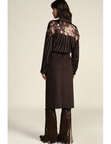 Dixie midi-rok met hoge taille en rechte pasvorm