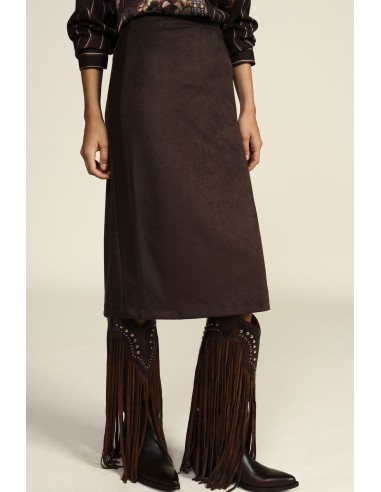 Dixie midi-rok met hoge taille en rechte pasvorm