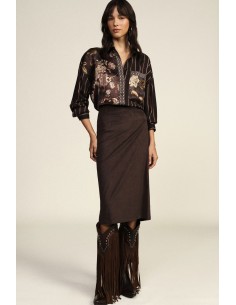 Dixie midi-rok met hoge taille en rechte pasvorm
