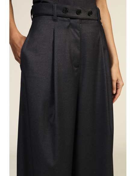 Dixie Palazzo-broek met hoge taille, riem en plooien