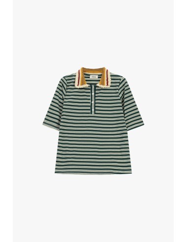 Gestreept T-shirt met gebreide kraag Dixie