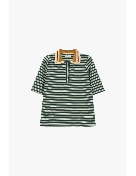 Gestreept T-shirt met gebreide kraag Dixie