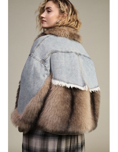 Denimjas met bontdetails en zakken aan de voorkant van Dixie