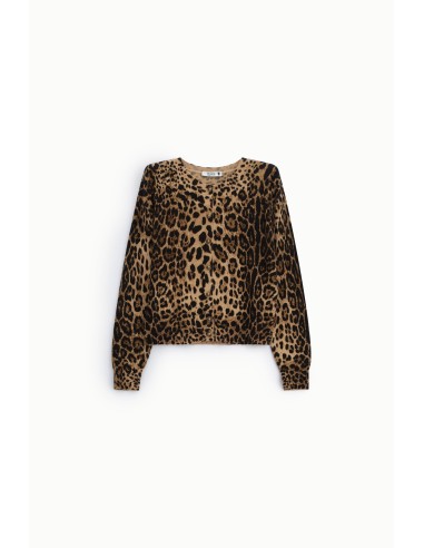 Damesvest met dierenprint en knopen aan de voorkant.