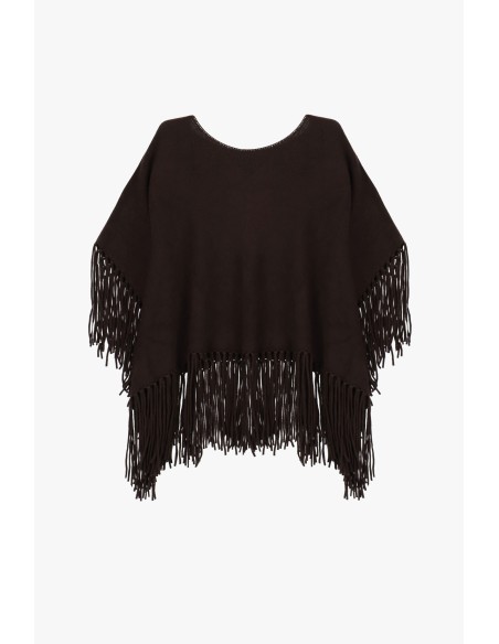 Poncho met franjes aan de mouwen en aan de onderkant Please